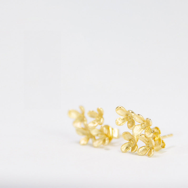 Gold Flower Stud Earrings for Women