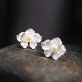 Petal Pearl Stud Earrings for Soft Goddess Serenity