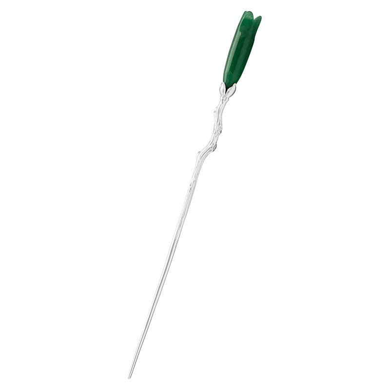 Green Jade Bud Hair Stick for Mystic Forest Energy