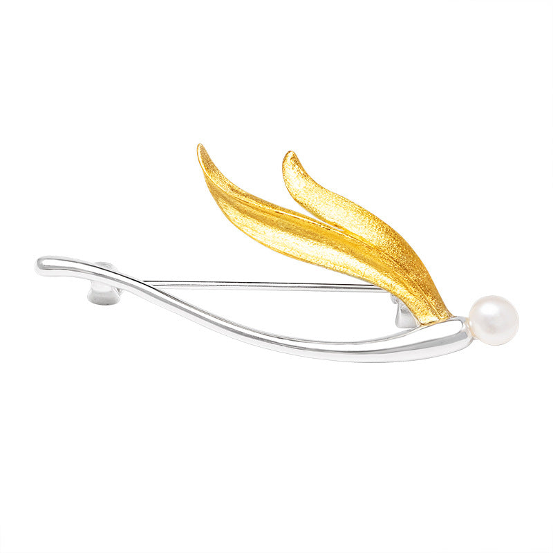 Golden Petal Pearl Brooch for Ethereal Goddess Energy