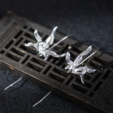 Silver Stamen Drop Earrings – Floral Minimalist Design