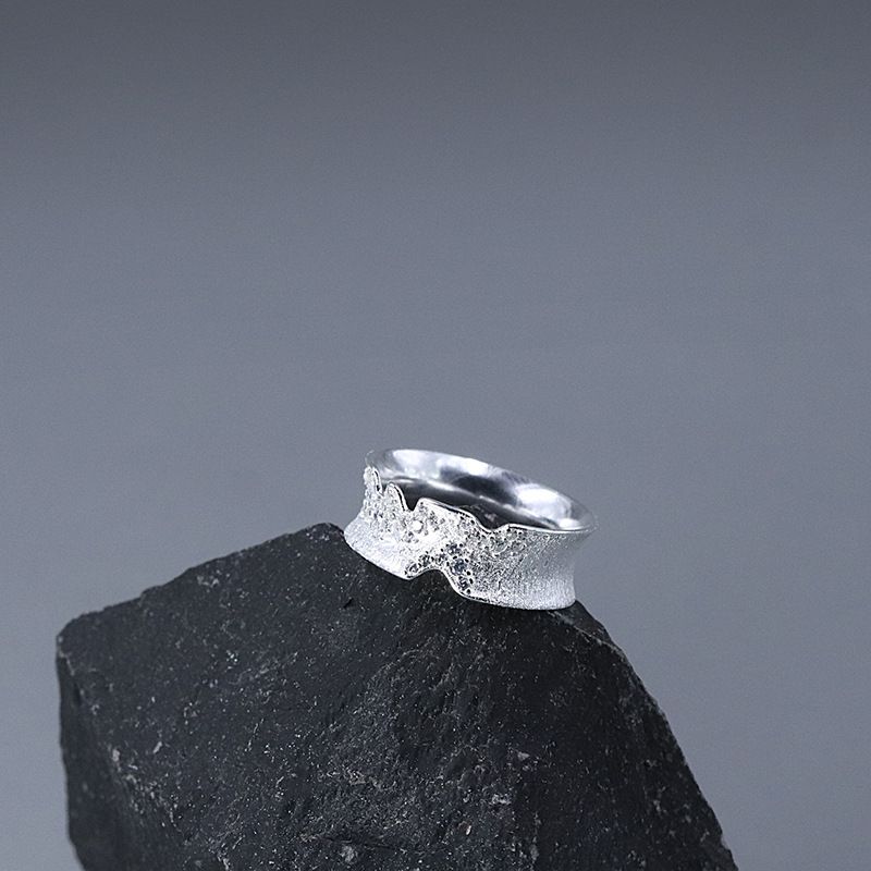 Silver Crystal Ridge Ring for Lunar Strength and Mystery