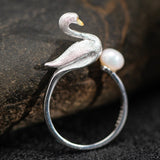 Swan Pearl Ring for Grace, Purity and Feminine Energy