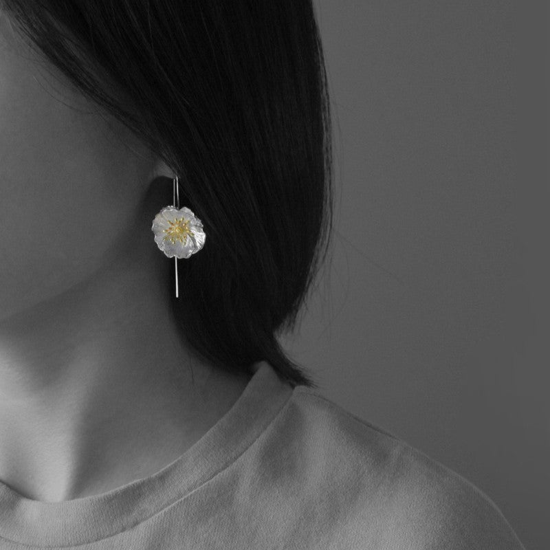 Leaf Drop Earrings Gold Silver Dangle Jewelry