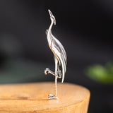 Standing Crane Brooch – Graceful Spirit Animal Bird Pin