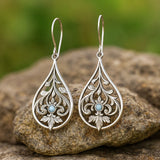 Bohemian Filigree Drop Earrings with Floral Leaf Motif