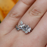 Branch Blossom Ring with Rustic Nature-Inspired Design