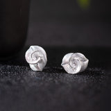 Silver Spiral Leaf Stud Earrings – Whisper of the Grove
