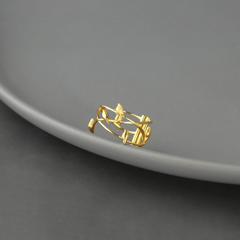 Nature Birds Inspired Gold Statement Ring