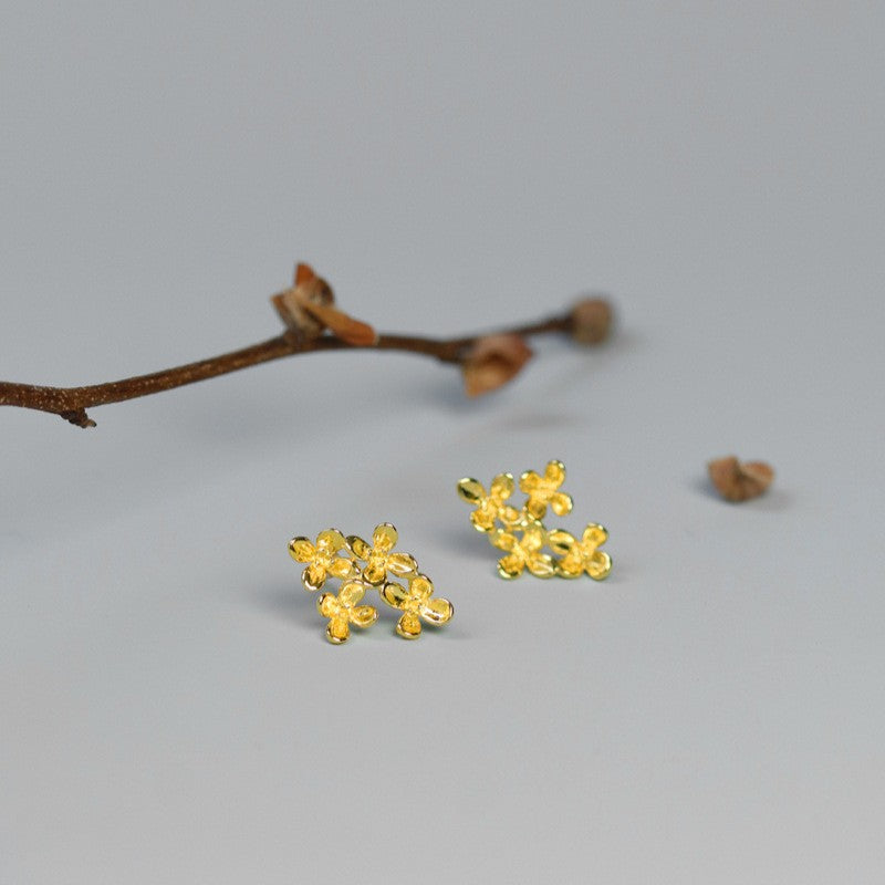 Gold Flower Stud Earrings for Women