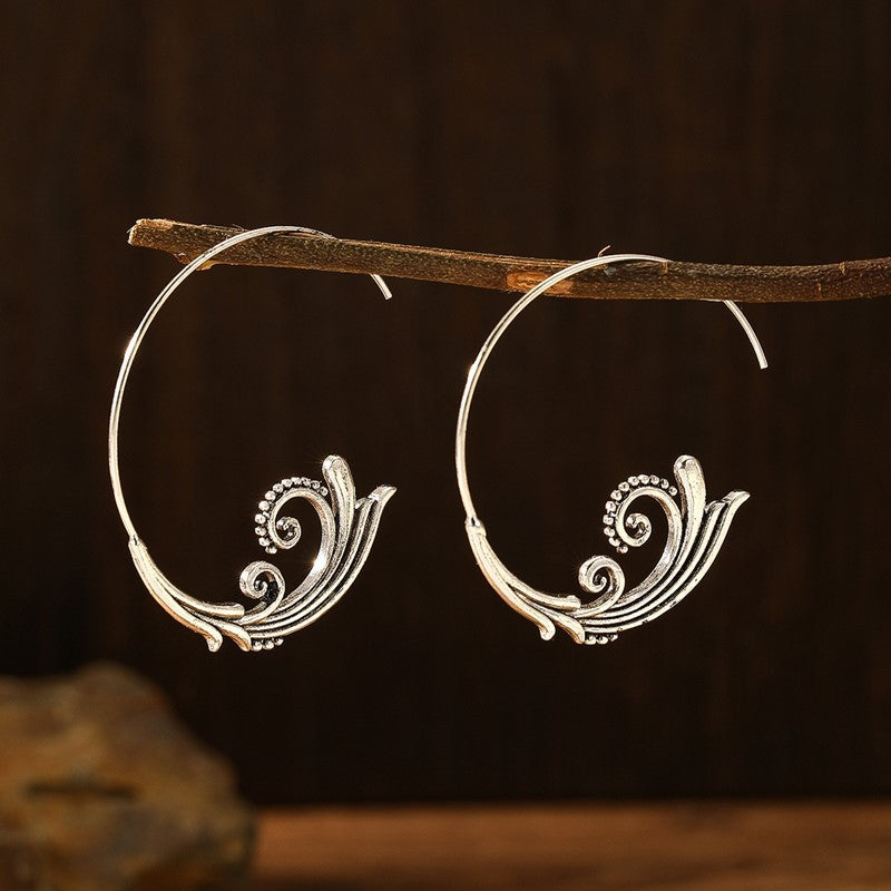 Whimsical Spiral Hoop Earrings with Nature Inspired Boho Design