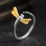 Golden Dragonfly Ring – Nature Spirit Adjustable Jewelry