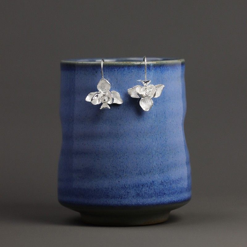 Silver Orchid Threader Earrings for Grace and Energy Flow