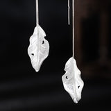 Silver Feather Threader Earrings for Boho Mystic Style
