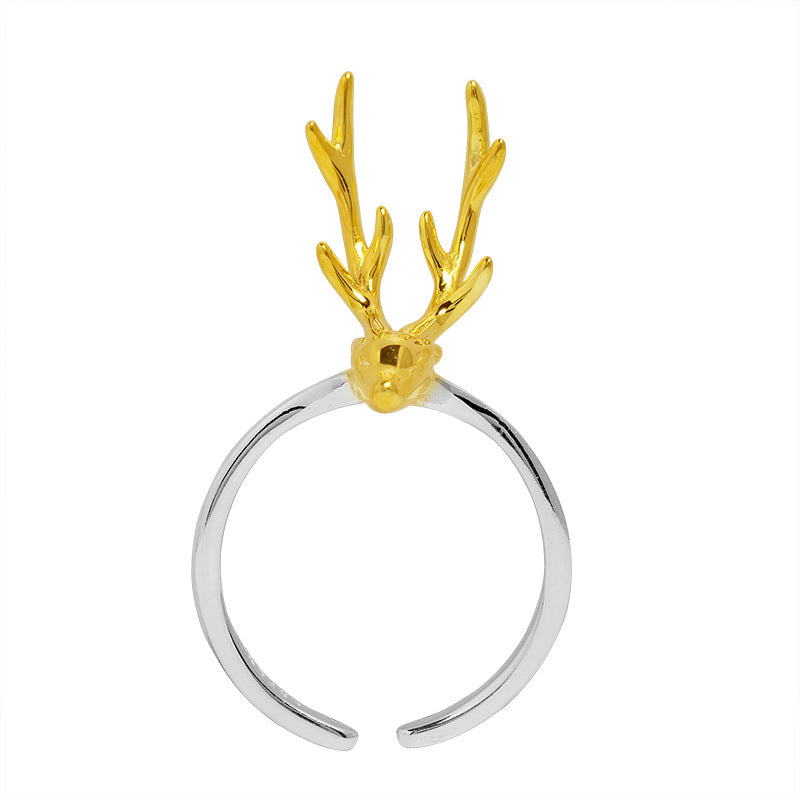 Golden Antler Spirit Ring – Nature's Mystic Guardian