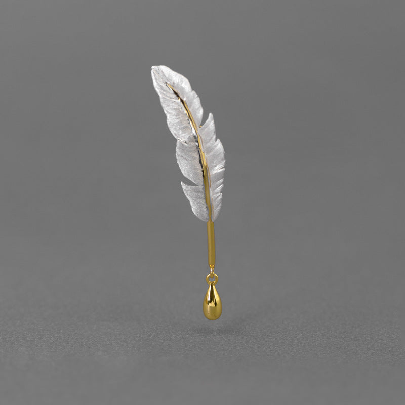Feather Brooch for Women – Gold & Silver