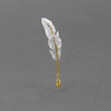 Feather Brooch for Women – Gold & Silver