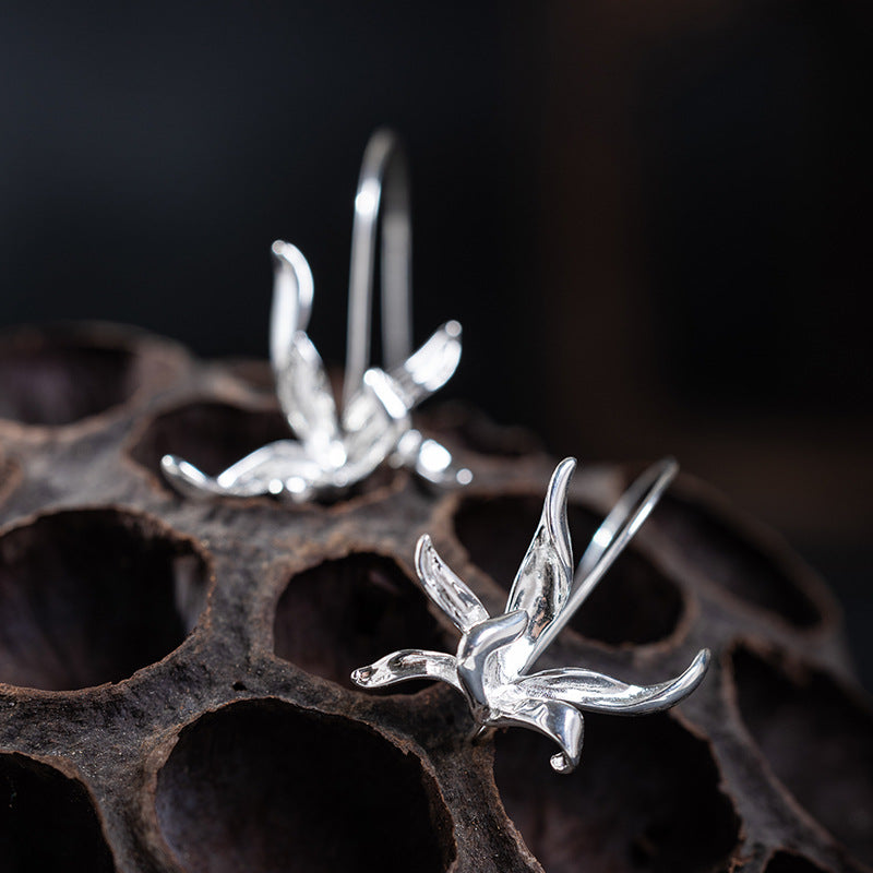 Silver Stamen Drop Earrings – Floral Minimalist Design