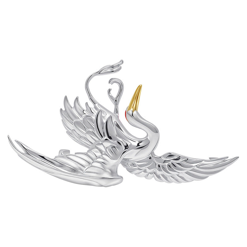 Silver Twin Cranes Brooch of Eternal Grace