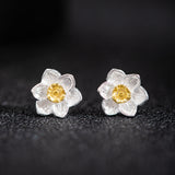 Crystal Daffodil Flower Stud Earrings for Renewal Energy