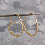 Minimalist Gold Spiral Hoop Earrings with Organic Flow