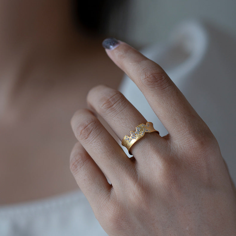 Silver Crystal Ridge Ring for Lunar Strength and Mystery