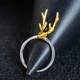 Golden Antler Spirit Ring – Nature's Mystic Guardian
