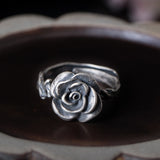 Vintage Rose Ring with Dark Enchanted Energy Bloom