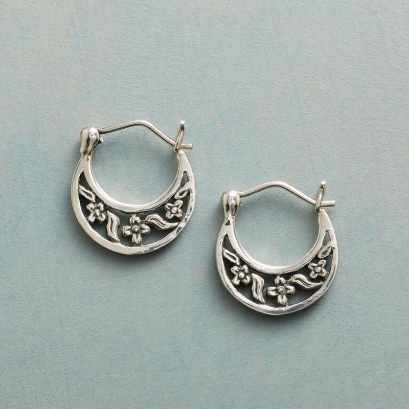 Floral Hoop Earrings with Nature Inspired Bohemian Design