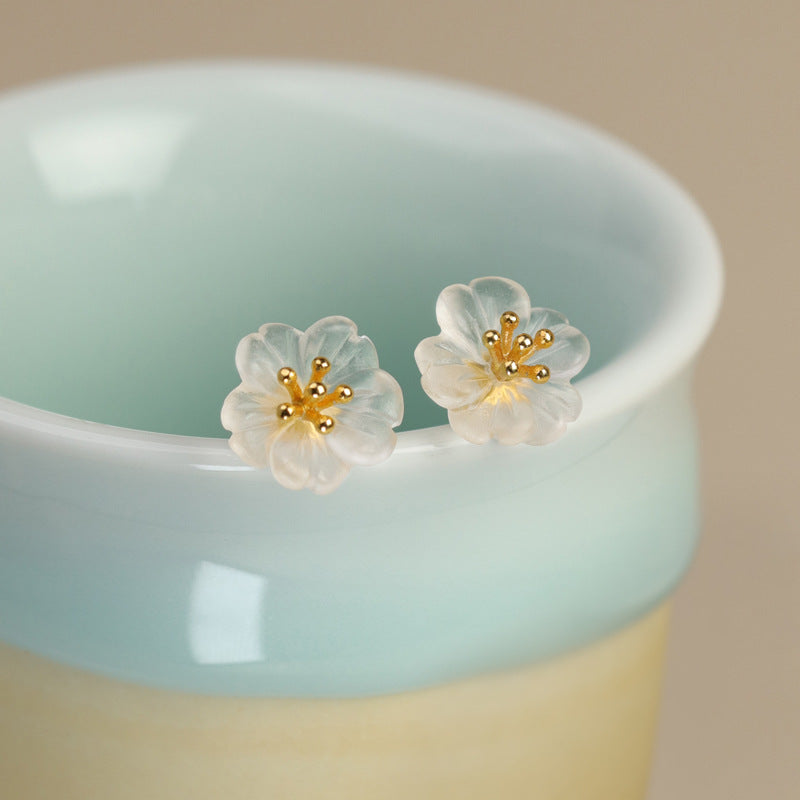 Frosted Plum Blossom Studs for Purity and Inner Strength