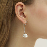 Silver Bud Drop Earrings for Awakening and Graceful Bloom