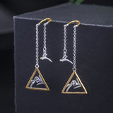Geometric Bird Drop Earrings with Yin Yang Harmony Flow