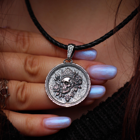 Gothic Skull and Rose Pendant for Spiritual Protection