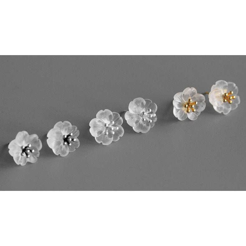 Frosted Plum Blossom Studs for Purity and Inner Strength