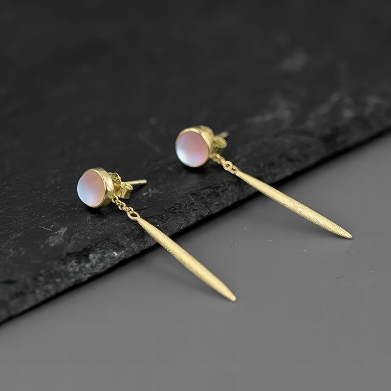 Leaf Drop Earrings Gold Silver Dangle Jewelry