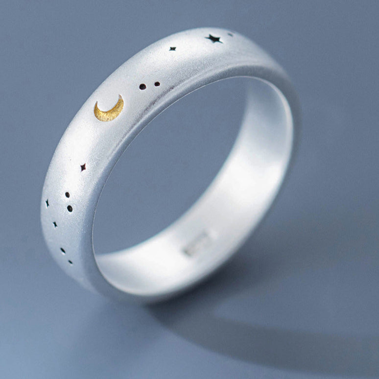 Celestial Moon and Stars Ring for Cosmic Energy Lovers