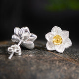 Crystal Daffodil Flower Stud Earrings for Renewal Energy