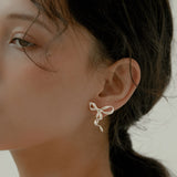 Bow Drop Earrings for Women Gold Silver