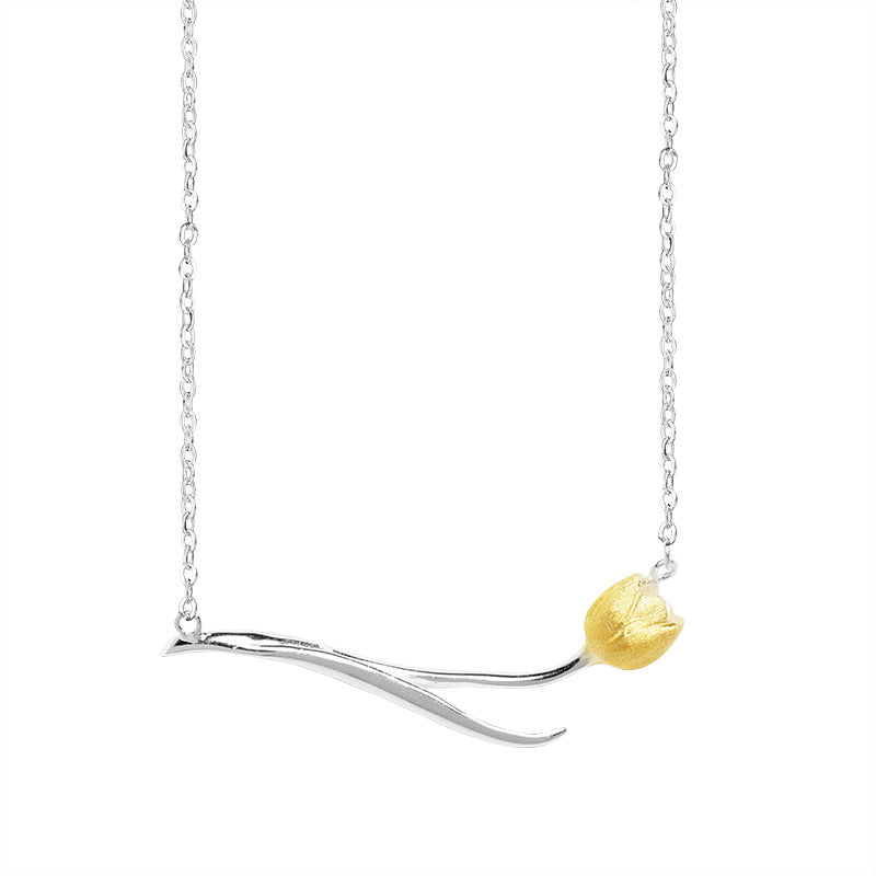 Golden Tulip Bud Necklace for Renewal and Feminine Grace