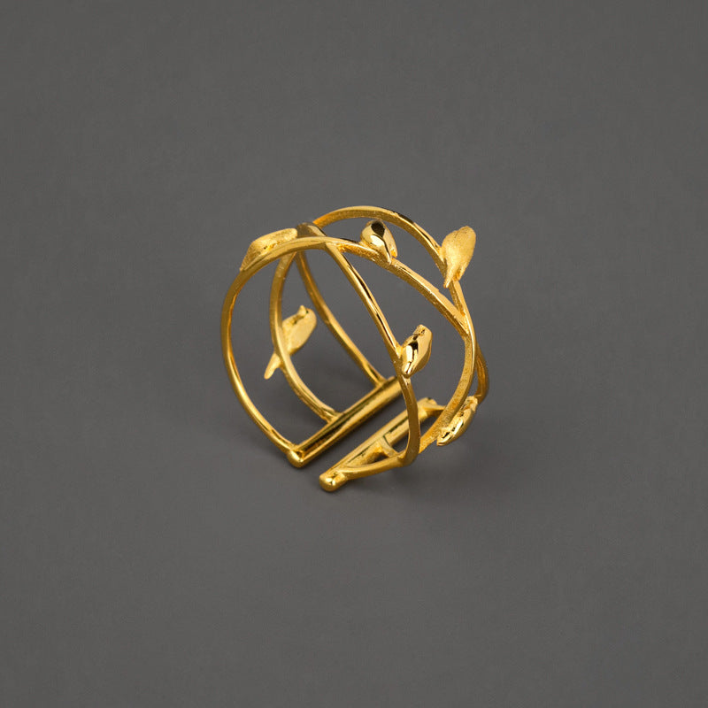 Nature Birds Inspired Gold Statement Ring