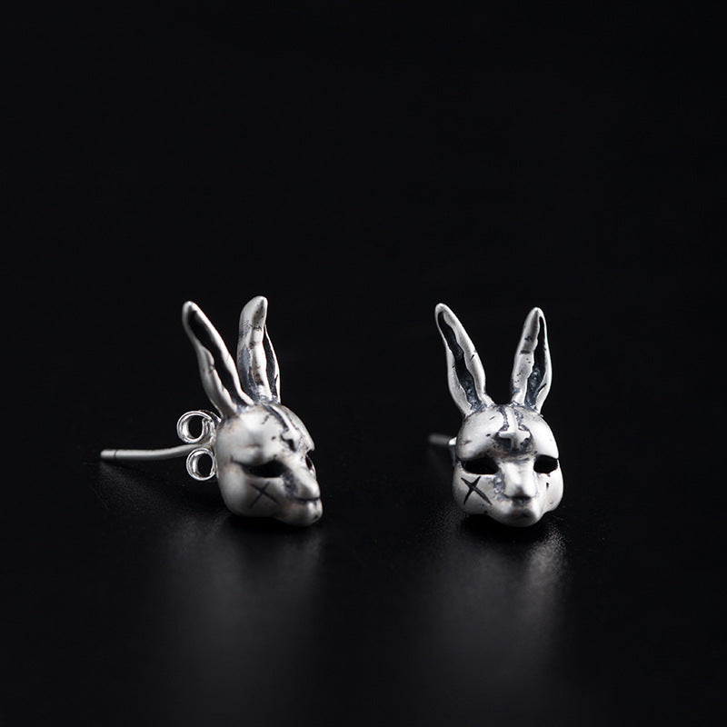 Mystic Bunny Mask Stud Earrings with Ritual Power