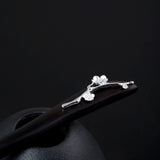 Floral Hair Stick with Silver Blossom – Zen Nature Inspired