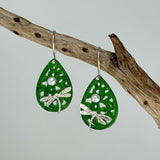 Green Dragonfly Drop Earrings for Transformation and Balance