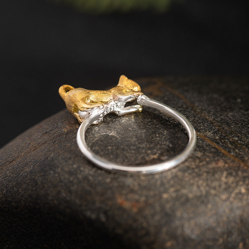 Golden Cat Spirit Ring for Playful Charm and Energy