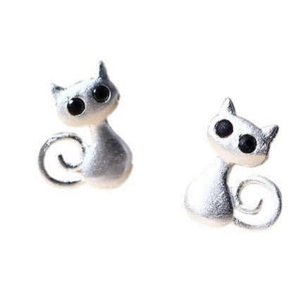 Mystic Black-Eyed Cat Studs for Intuition and Charm