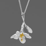 Floral Pendant Necklace in Gold and Silver