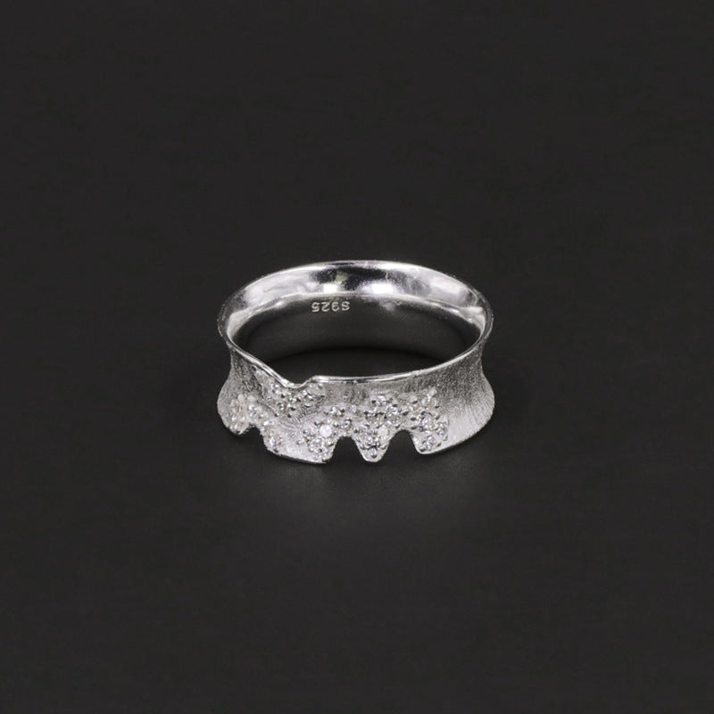 Silver Crystal Ridge Ring for Lunar Strength and Mystery