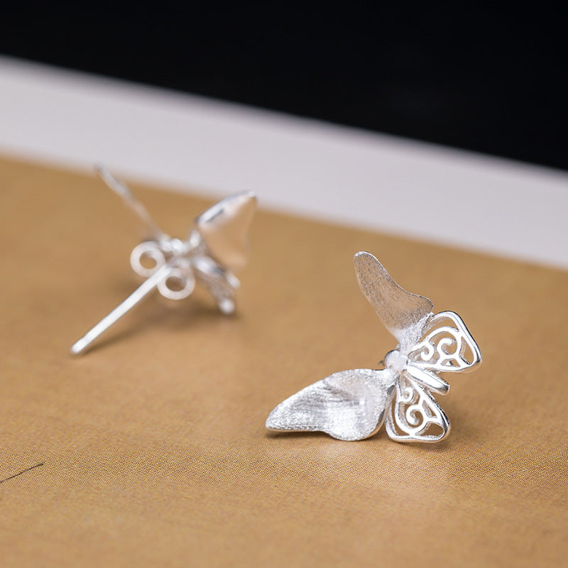 Silver Filigree Butterfly Studs for Transformation and Spirit Flow