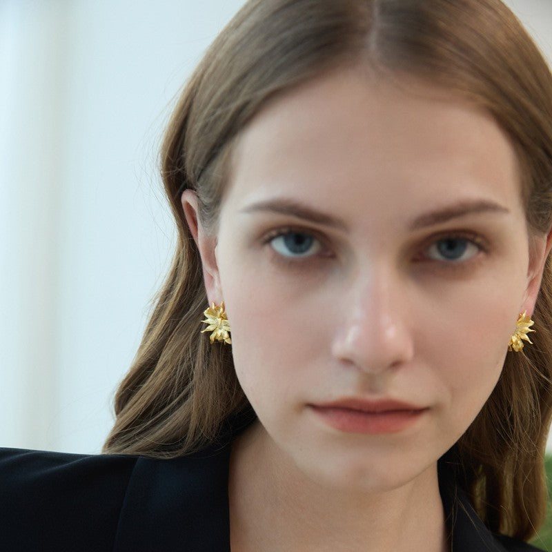 Leaf Drop Earrings Gold Silver Dangle Jewelry