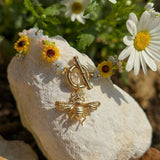 Bee Pendant Floral Beaded Necklace Colorful Nature Inspired Jewelry